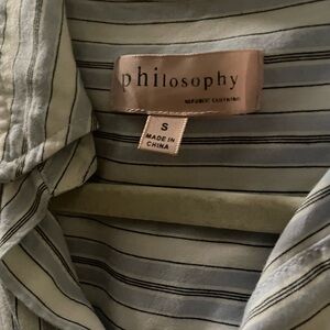 Philosophy Gray and White Striped Top